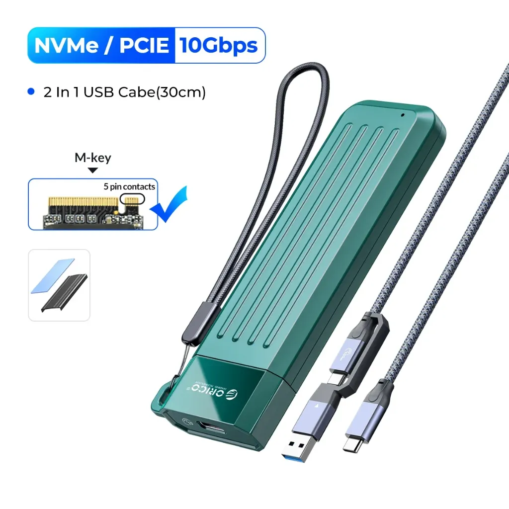 [0604144] Carcasa Verde Orico para disco sólido SSD M2 NVMe USB Tipo-C Gen2 10Gbps PCIe