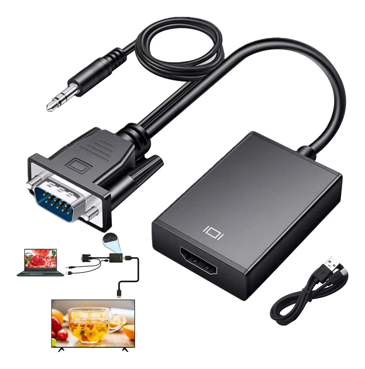 [0604152] Convertidor HDMI a VGA + Audio 3.5 1080P