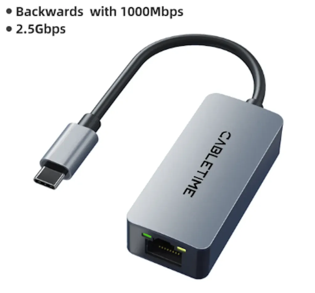 [0104007] Adaptador de Red RJ45 a USB-C Multigigabit 2.5Gbps Cabletime
